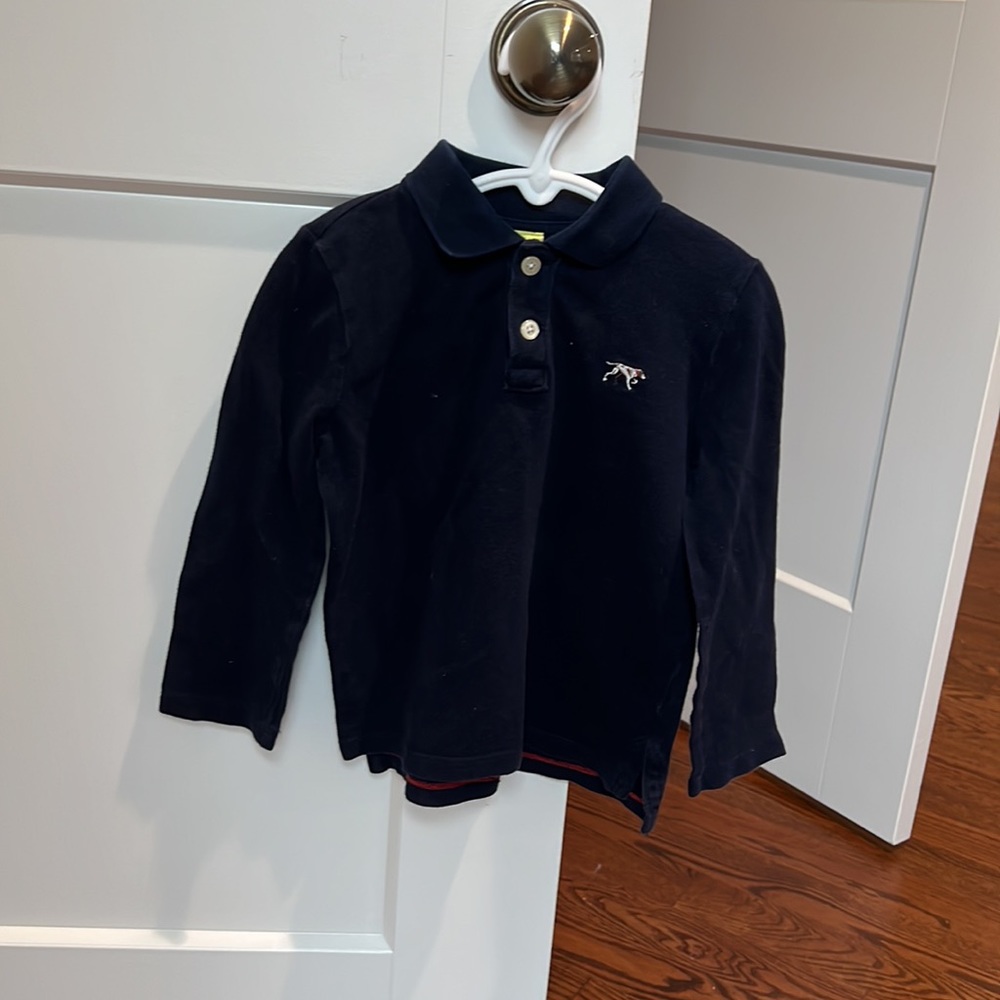 Crewcuts: Soft Long Sleeve Polo Shirt- Navy Blue, Size 3
